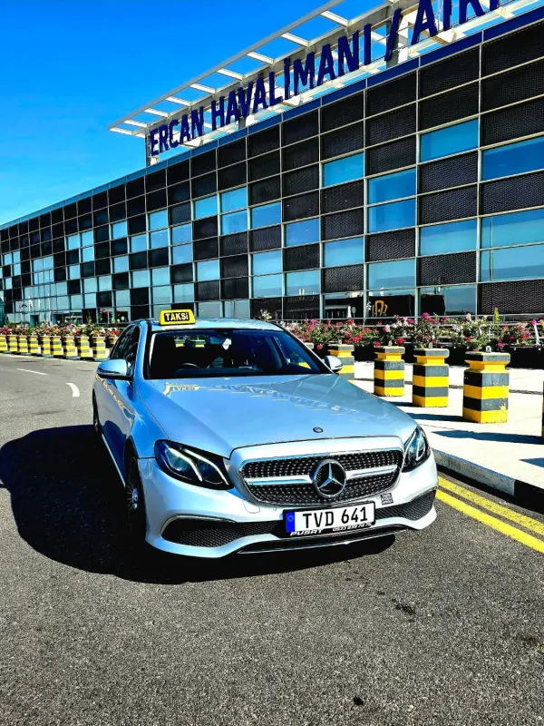 Ercan Airport taxi at the terminal front